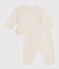 Babies' Wool/Cotton Heart Patterned Knit 2-Piece Outfit MARSHMALLOW red/CORRIDA white