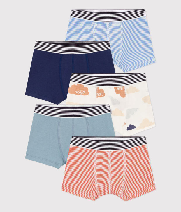 Boys' Cloud Patterned Cotton Boxer Shorts - 5-Pack multicolor