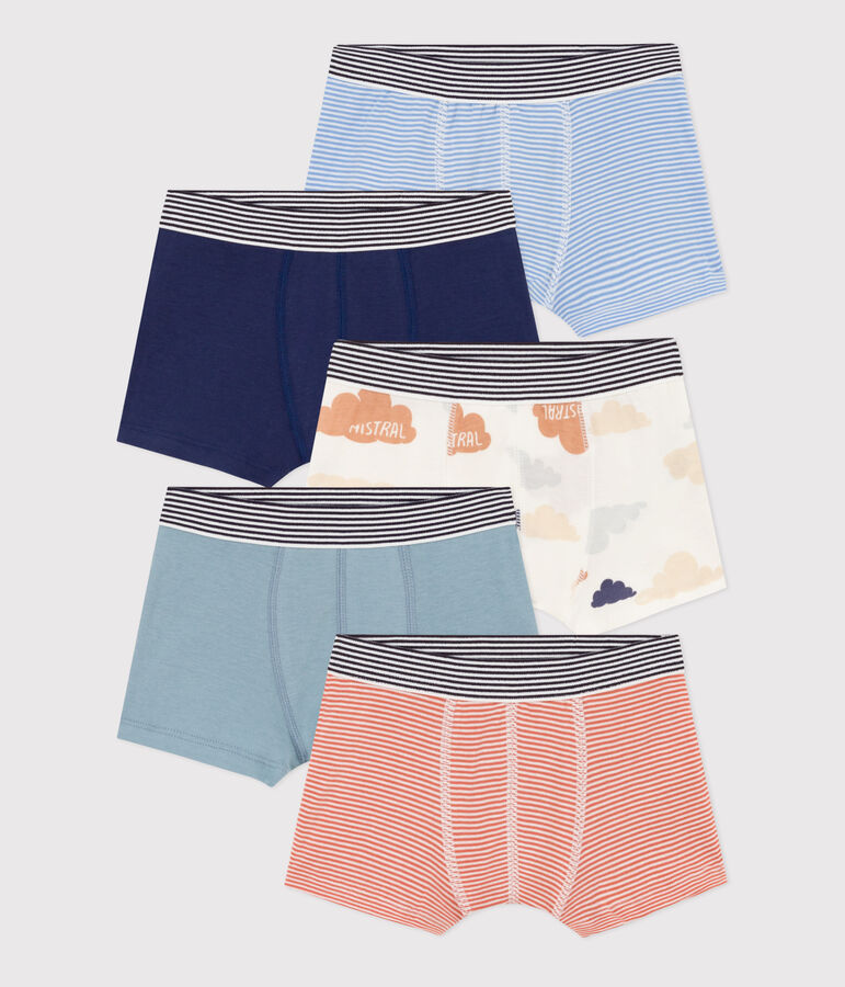 Boys' Cloud Patterned Cotton Boxer Shorts - 5-Pack multicolor