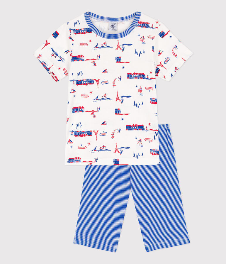 Boys' Paris Themed Cotton Short Pyjamas white/multicolor