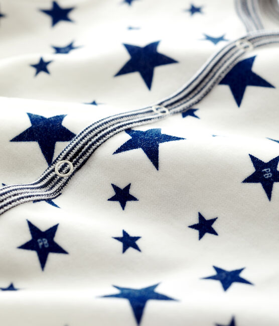Baby Girls' Blue Starry Velour Sleepsuit MARSHMALLOW white/MEDIEVAL blue