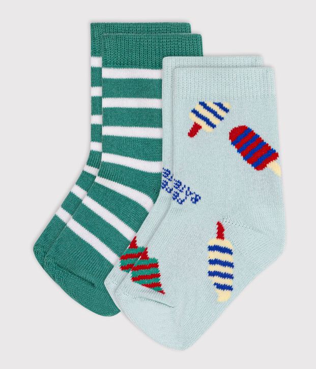 Babies' ice cream print and stripy cotton socks - 2-pack multicolor