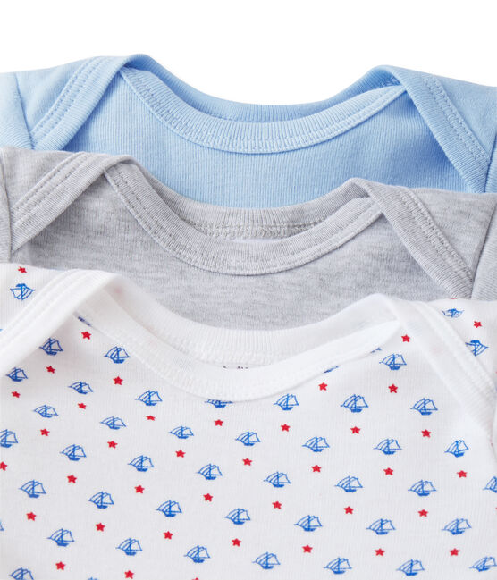 Pack of 3 baby boy bodysuits . white