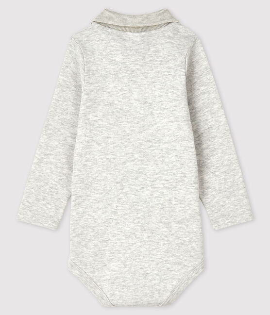 Baby's long-sleeved bodysuit with polo neck BELUGA CHINE grey