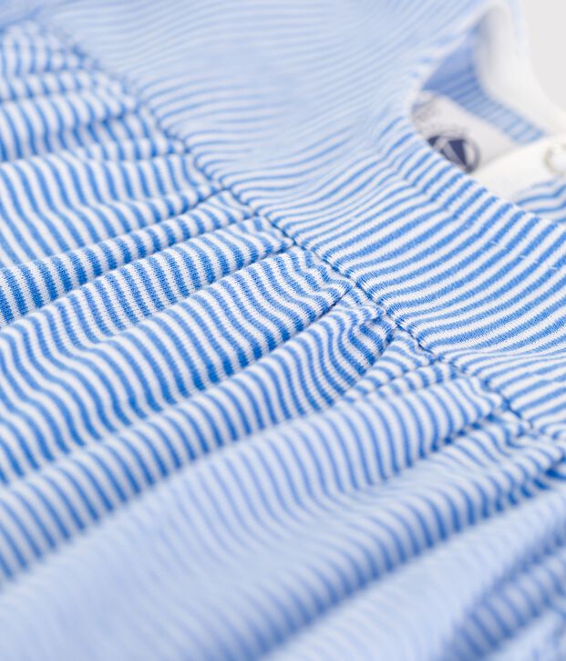 Babies' Organic Cotton Short-Sleeved Blouse blue/white
