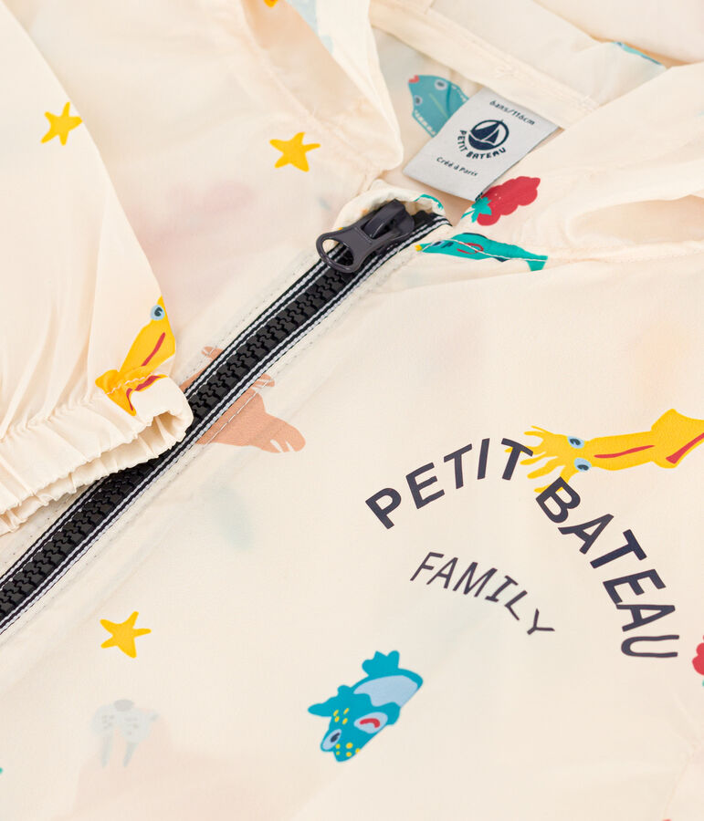 Children's Unisex Recycled Fabric Windbreaker Ecru/multicolor