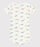 Babies' short-sleeved printed cotton body MARSHMALLOW white/MULTICO white