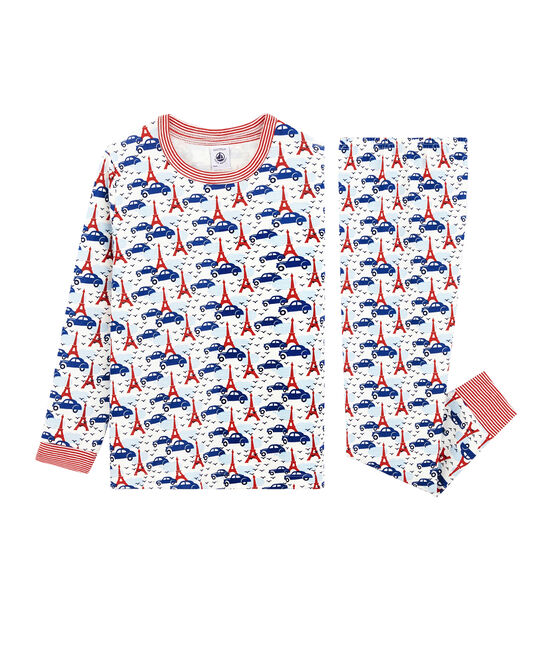 Boys' Ribbed Pyjamas MARSHMALLOW white/MULTICO white