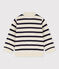 Babies' Cotton/Wool Breton Pullover MARSHMALLOW white/SMOKING blue