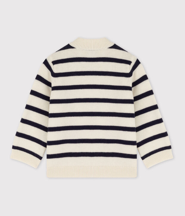 Babies' Cotton/Wool Breton Pullover white/blue