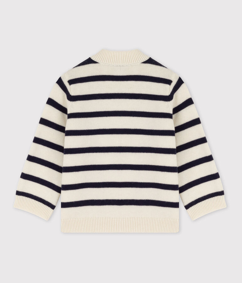 Babies' Cotton/Wool Breton Pullover white/blue