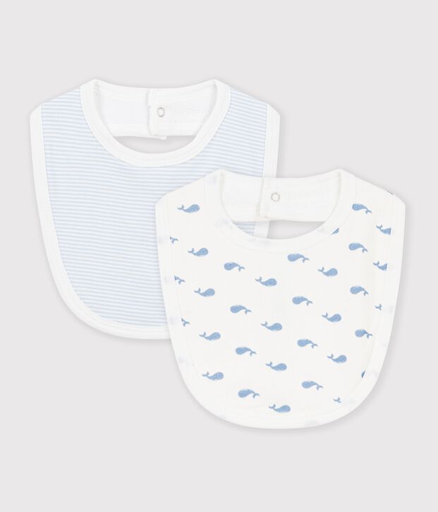Pack of whale print cotton bibs for babies multicolor