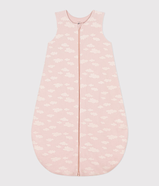 Babies' cloud themed 2 TOG velour sleeping bag pink/white