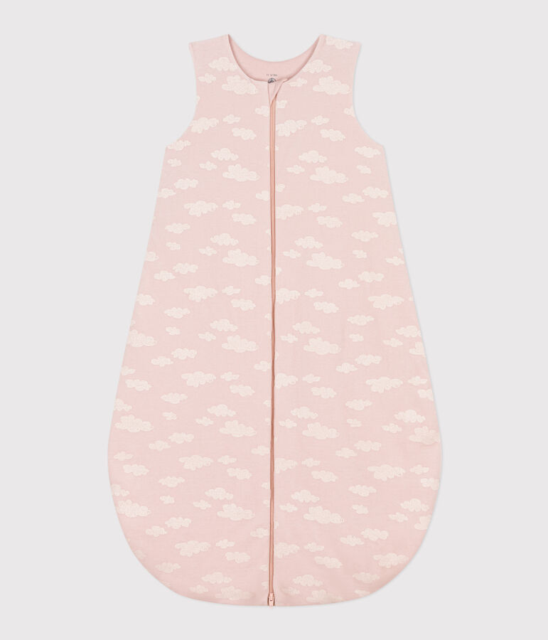 Babies' cloud themed 2 TOG velour sleeping bag pink/white