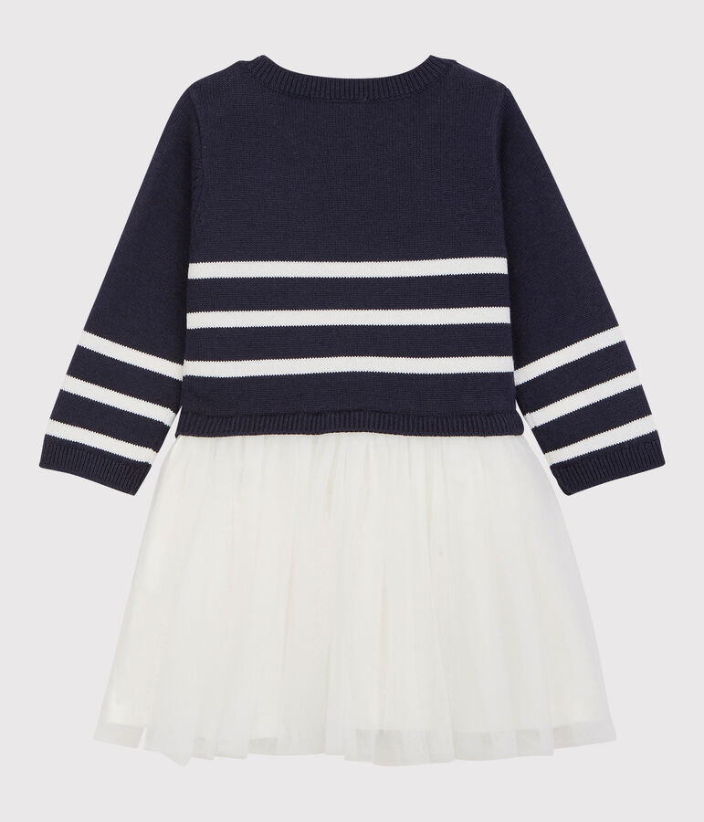 Babies' Wool/Cotton Dress blue/white