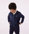 Children's plain cotton zip-up hoodie SMOKING blue