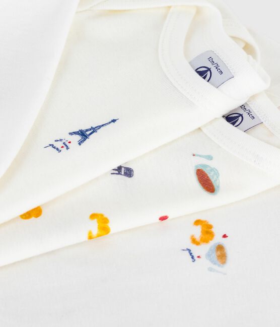 Pack of babies' long-sleeved Paris-print cotton bodies variante 1
