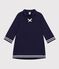 Children's long-sleeved plain cotton dress blue