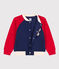 Boys' Fleece Baseball Jacket CHALOUPE blue/MULTICO white