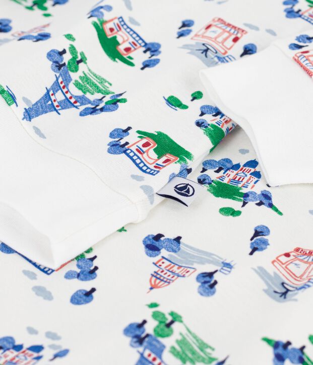 Women's Paris print cotton pyjamas white/multicolor