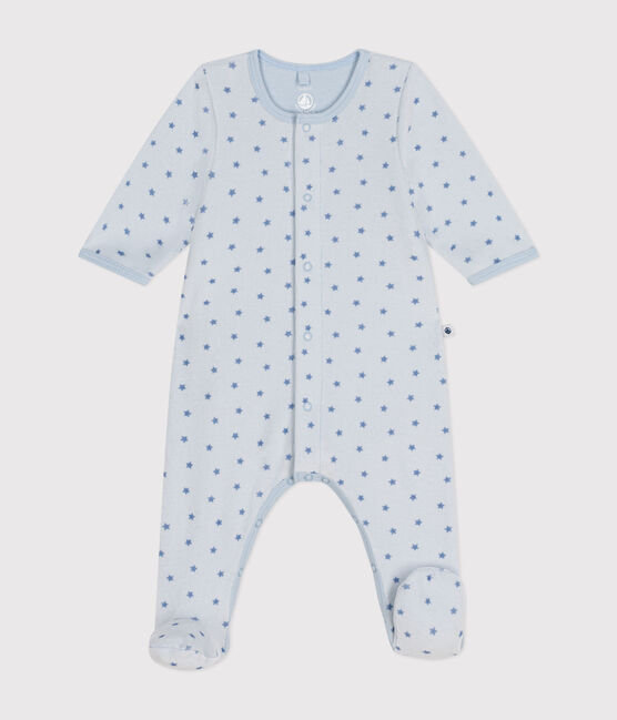Babies' velour bodyjamas printed with tiny stars GOMME blue/BEACH