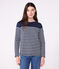 Women's long-sleeved cotton Breton top SMOKING blue/MARSHMALLOW white