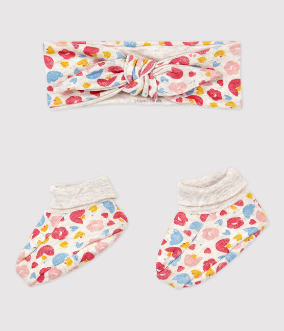 Baby Girls' Floral Organic Cotton Headband and Bootees Set variante 1
