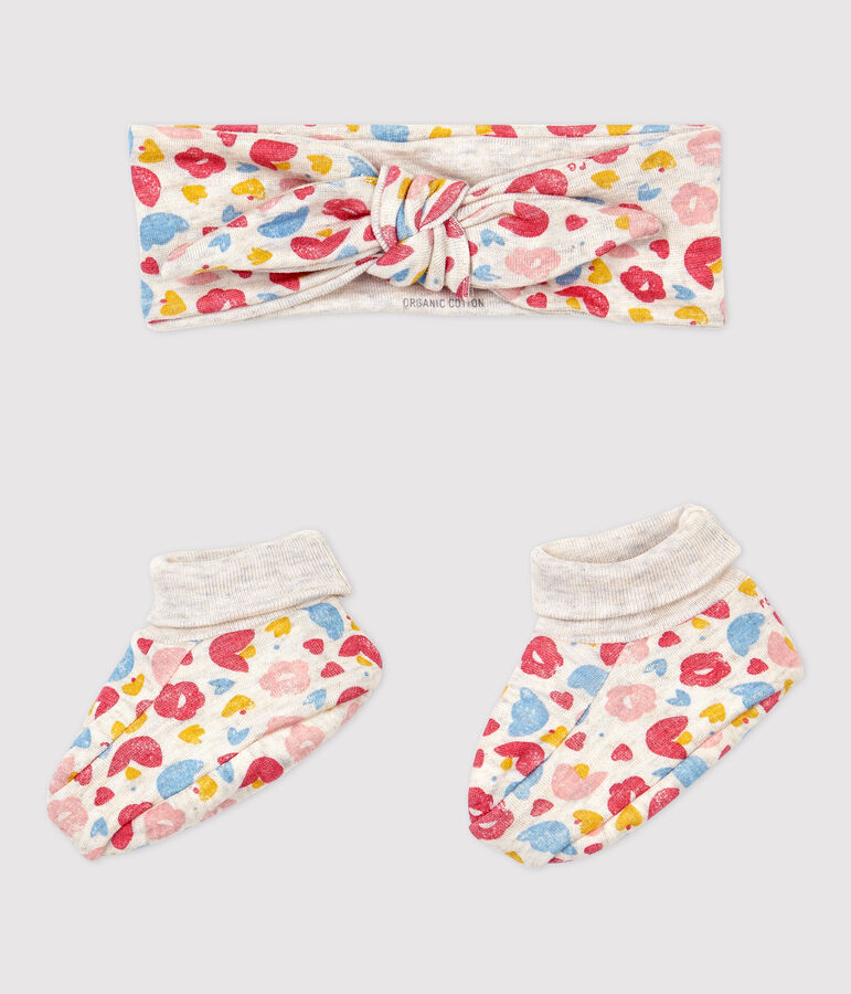Baby Girls' Floral Organic Cotton Headband and Bootees Set multicolor