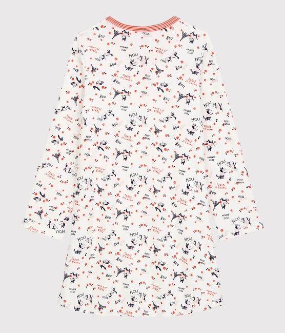 Girls' Paris Print Organic Cotton Nightdress MARSHMALLOW white/MULTICO white