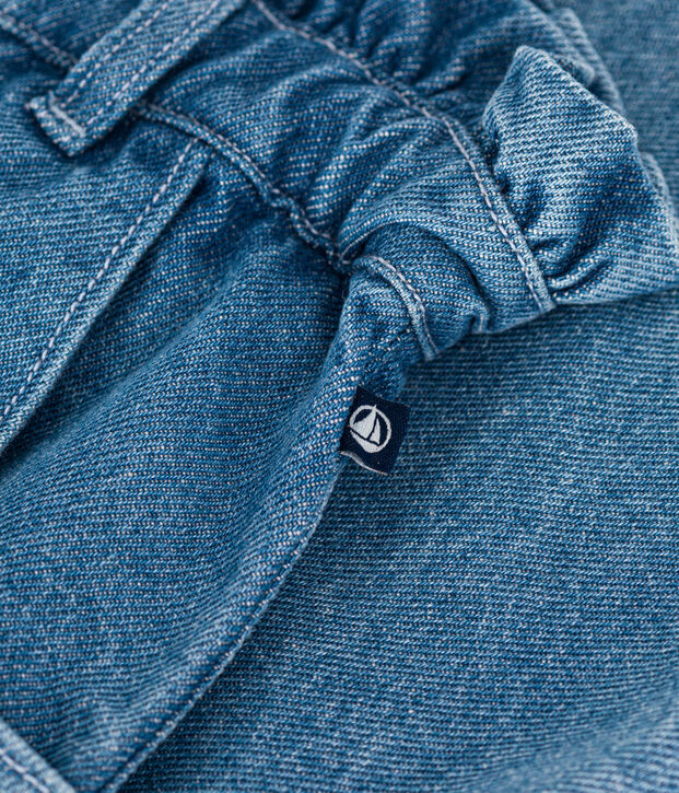 Girls' straight denim trousers blue