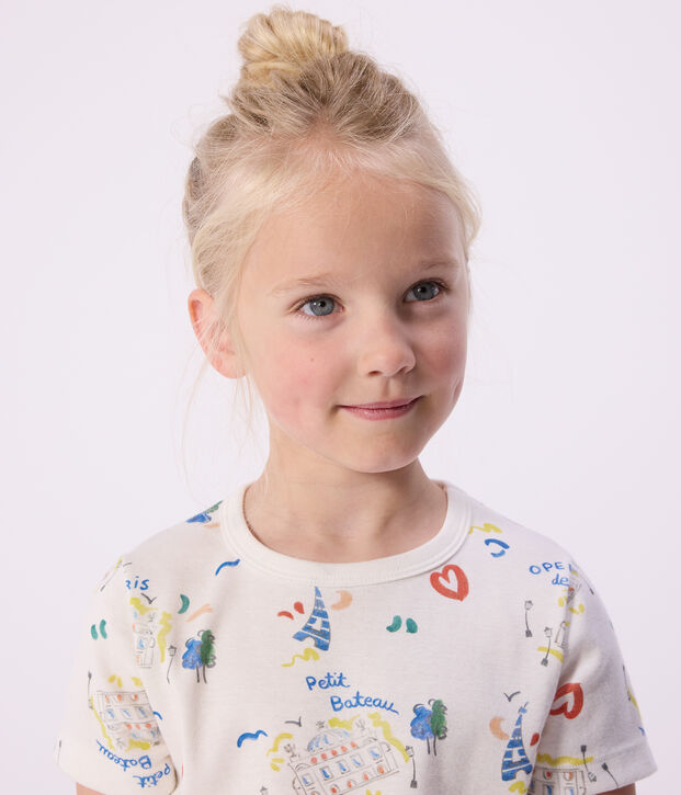 Children's short Opera print cotton pyjamas white/multicolor