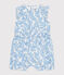 Babies' sleeveless playsuit in cotton with a blue cherry print MARSHMALLOW blue/PORCELANA