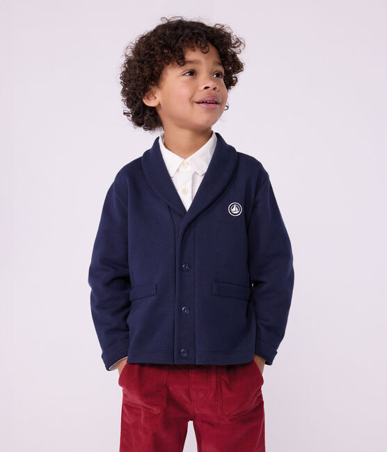 Children's plain cotton cardigan SMOKING blue