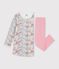 Children's nightdress and leggings in floral tube knit fabric pink/multicolor