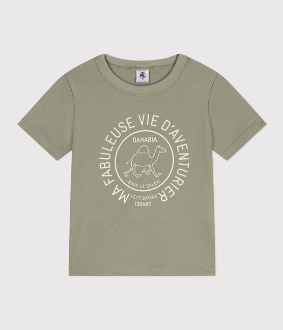 Boys' Short-Sleeved Cotton T-Shirt MARECAGE /AVALANCHE