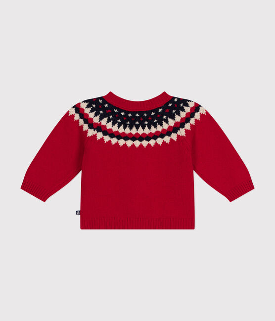 Babies' knitted jumper containing wool STOP red/MULTICO