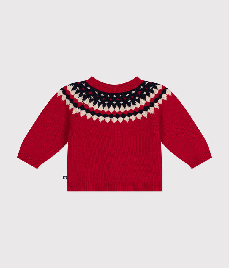 Babies' knitted jumper containing wool red/multicolor