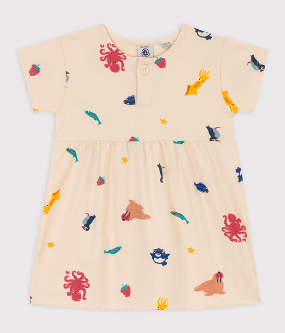 Babies' Patterned Jersey Short-Sleeved Dress AVALANCHE white/MULTICO