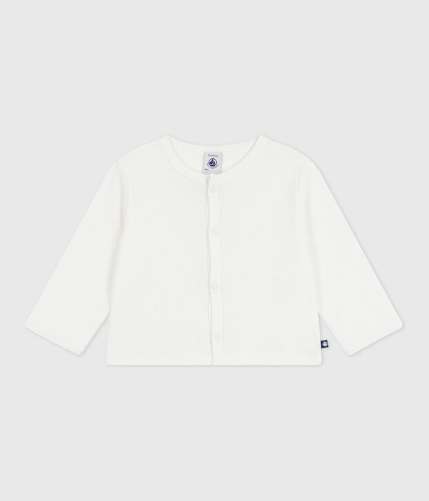 Babies' plain cotton cardigan white