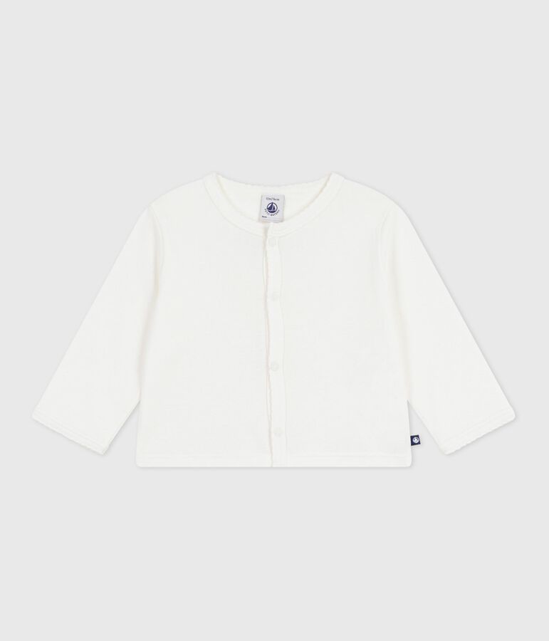 Babies' plain cotton cardigan white