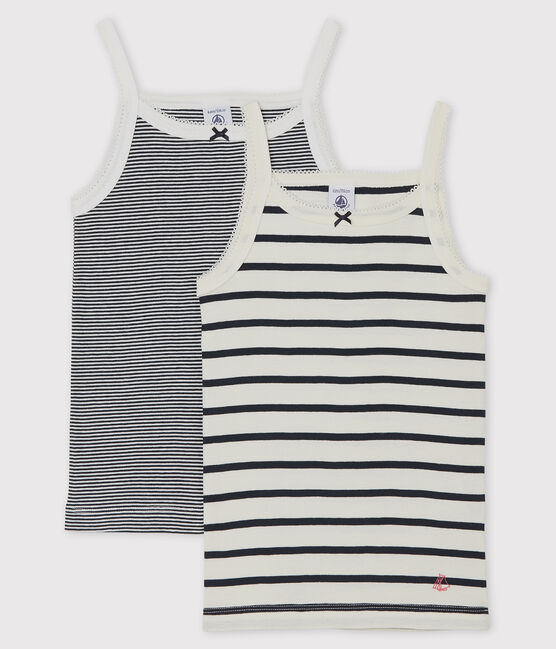 Girls' Striped Organic Cotton Vest Tops - 2-Pack variante 1