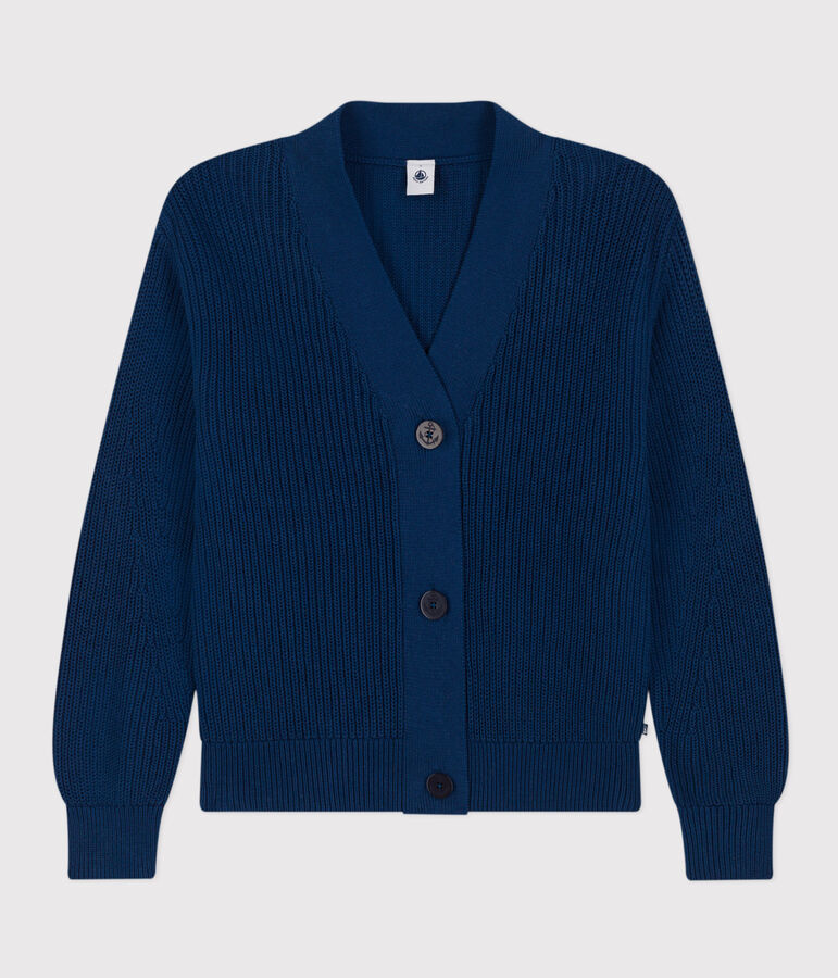 Women's Fisherman's Rib Cotton Cardigan INCOGNITO blue