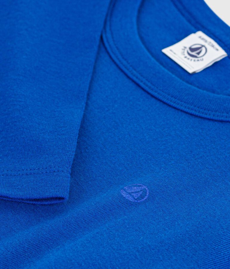 Children's long-sleeved plain cotton T-shirt blue
