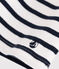 Girls' long-sleeved dress in stripy thick cotton MARSHMALLOW white/SMOKING blue