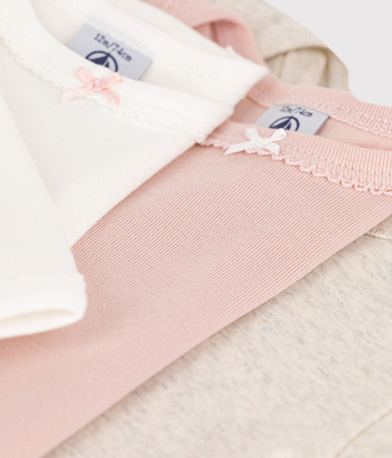 Babies' Long-Sleeved Cotton Bodysuits - 3-Pack multicolor