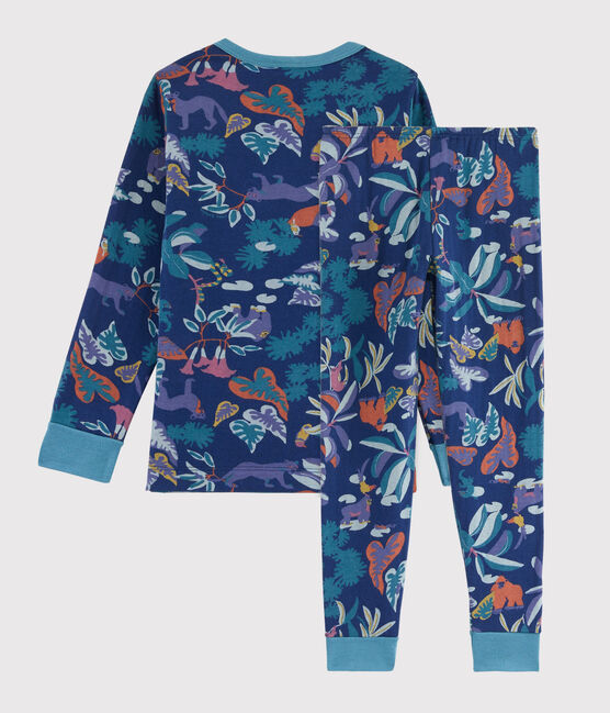Boys' Jungle Print Tube Knit Pyjamas MEDIEVAL blue/MULTICO white