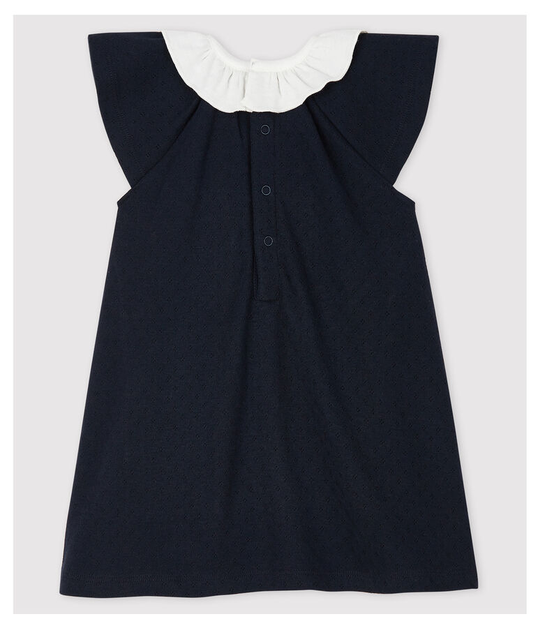 Baby Girls' Ribbed Bodysuit with Collar blue