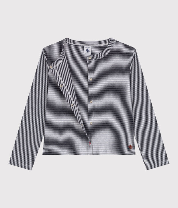 Children's stripy cotton cardigan blue/white