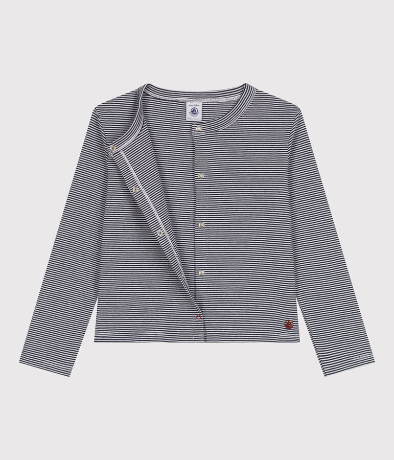 Children's stripy cotton cardigan blue/white
