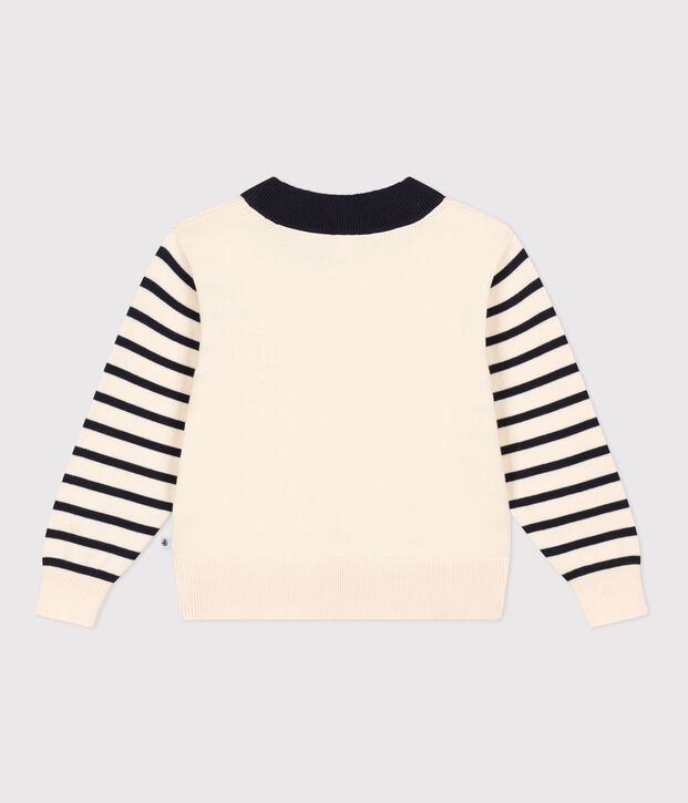 Unisex children's cotton Breton jumper Ecru/multicolor